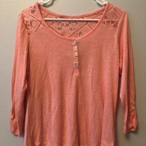 Coral long sleeve with lace
